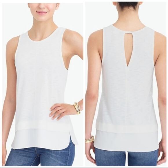 J Crew Drapey Tank Top Silky Hem Ivory Sleeveless Summer Shirt Solid SMALL C8031 - Picture 3 of 13